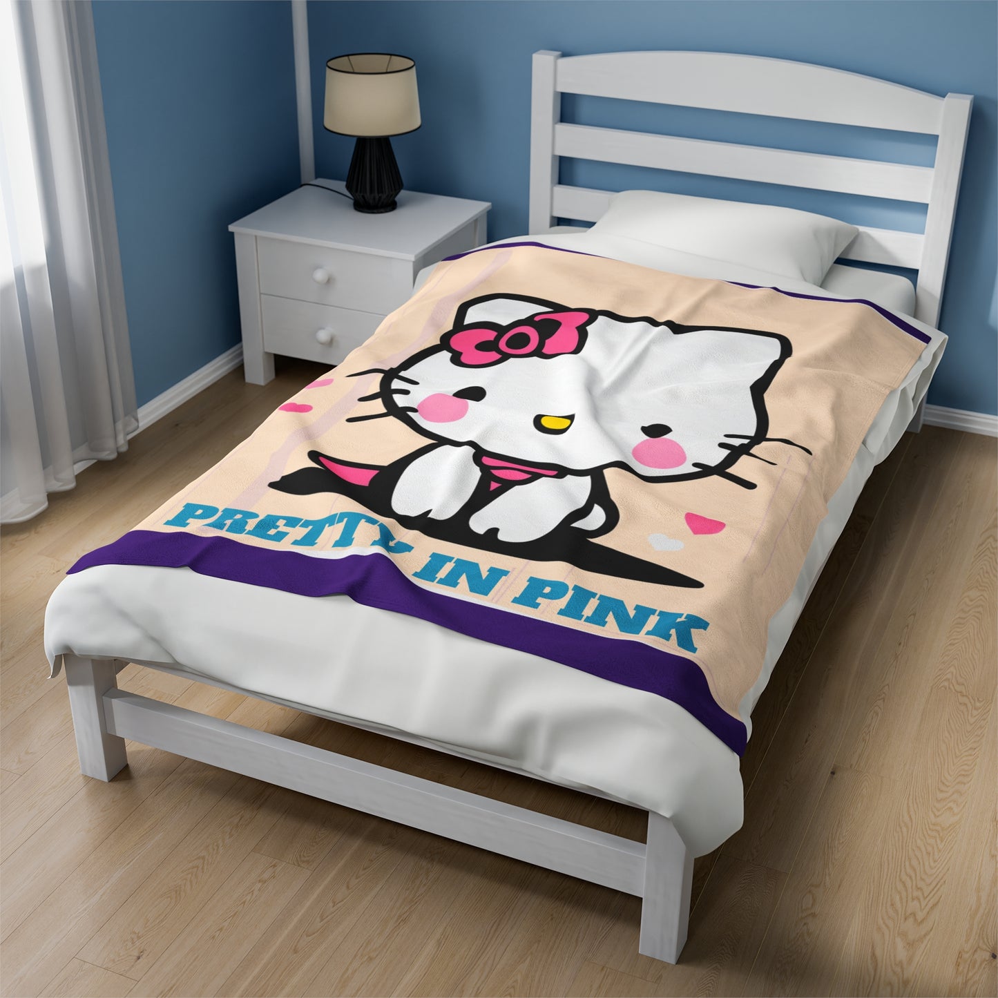 Hello Kitty Velveteen Plush Blanket - Pretty in Pink Snuggly Throw for Kids and Fans